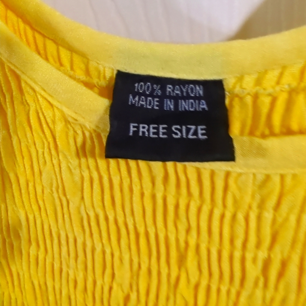 Embroidered Maxi SUN Dress Free Size Made In India 100% Rayon Beautiful Yellow
